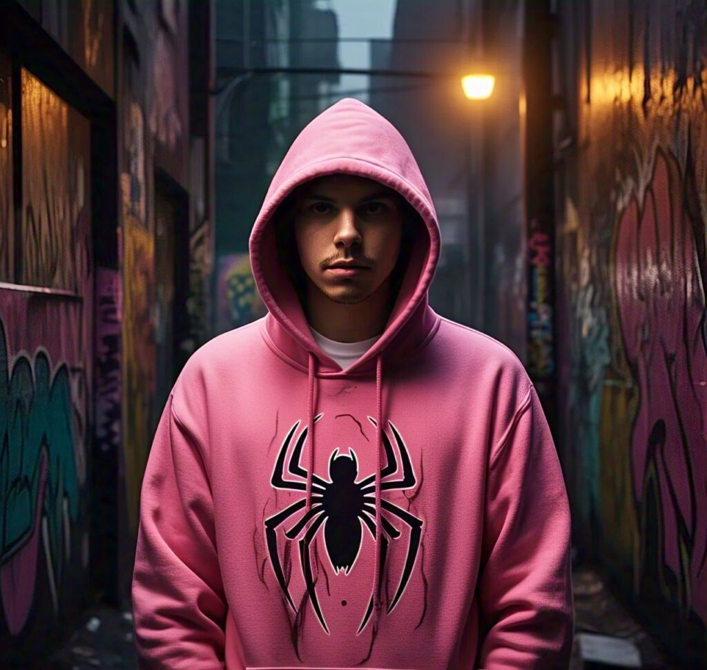 pink spider hoodie